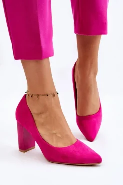 Hot Boto Zamszowe Czółenka Na Modnym Obcasie Fuksja Estellia