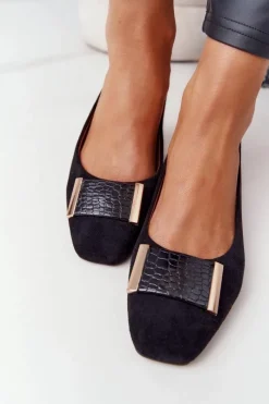 Online Zamszowe Czółenka Na Obcasie Sergio Leone PB142 Czarne Damskie Czółenka Klasyczne