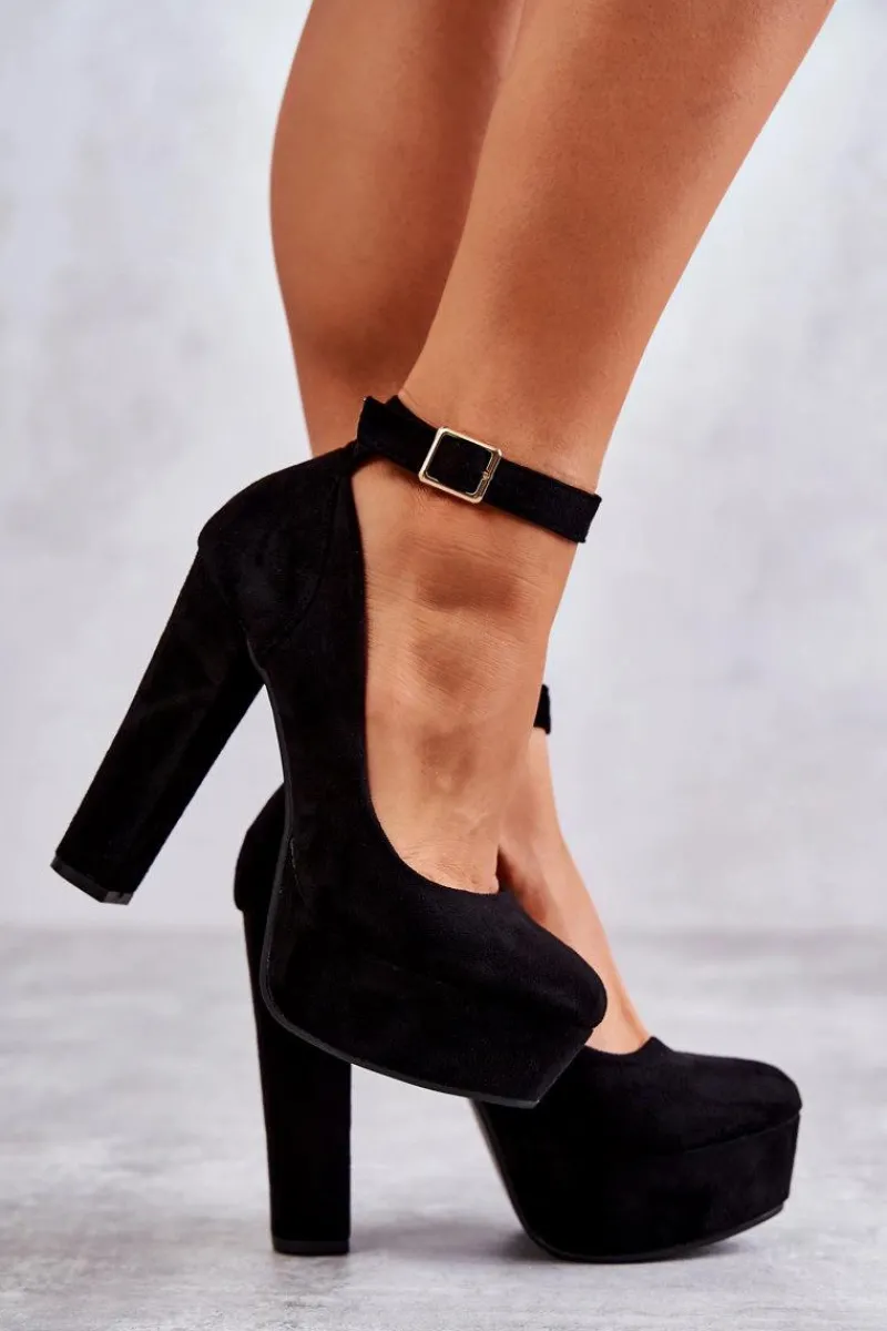 Czółenka Na Platformie|Czółenka Zamszowe>Boto Zamszowe Czółenka Na Platformie Czarne Rivia