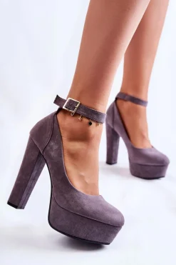 Czółenka Na Platformie|Czółenka Zamszowe>Boto Zamszowe Czółenka Na Platformie Szare Gottie