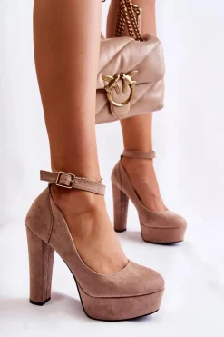 Boto Zamszowe Czółenka Na Platformie Beżowe Gottie