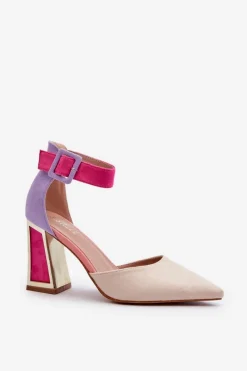 Discount Zamszowe Czółenka Na Słupku Multikolor Lodho Damskie Czółenka Zamszowe|Czółenka Na Słupku