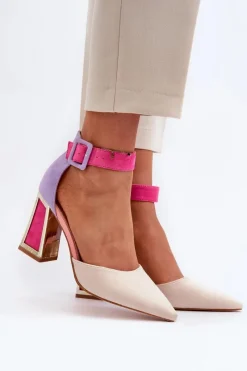 Discount Zamszowe Czółenka Na Słupku Multikolor Lodho Damskie Czółenka Zamszowe|Czółenka Na Słupku