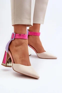 Discount Zamszowe Czółenka Na Słupku Multikolor Lodho Damskie Czółenka Zamszowe|Czółenka Na Słupku