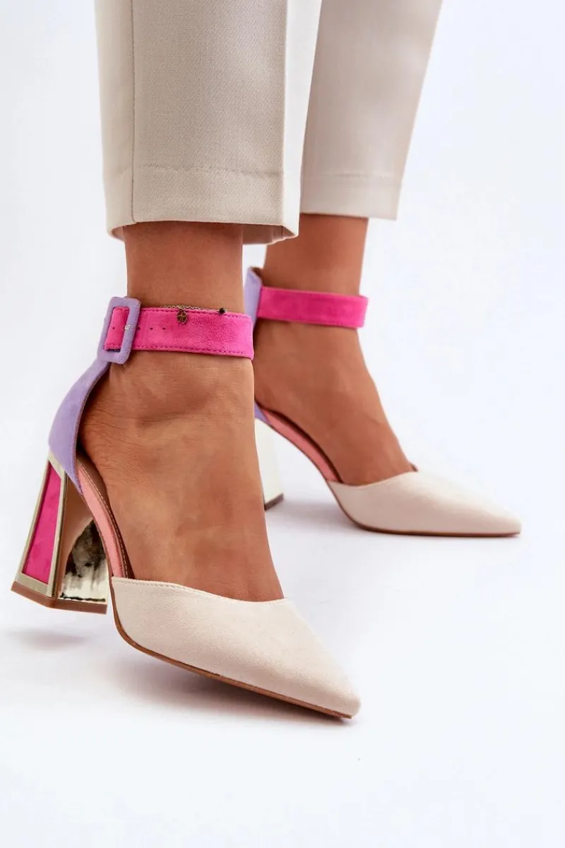 Discount Zamszowe Czółenka Na Słupku Multikolor Lodho Damskie Czółenka Zamszowe|Czółenka Na Słupku