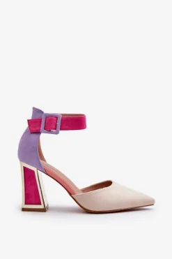 Discount Zamszowe Czółenka Na Słupku Multikolor Lodho Damskie Czółenka Zamszowe|Czółenka Na Słupku