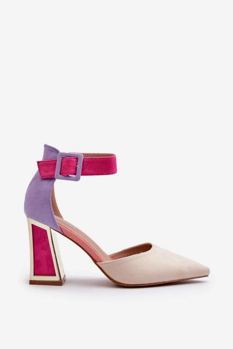 Discount Zamszowe Czółenka Na Słupku Multikolor Lodho Damskie Czółenka Zamszowe|Czółenka Na Słupku