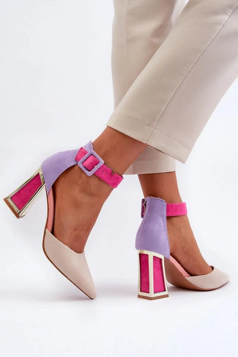 Discount Zamszowe Czółenka Na Słupku Multikolor Lodho Damskie Czółenka Zamszowe|Czółenka Na Słupku