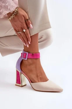 Discount Zamszowe Czółenka Na Słupku Multikolor Lodho Damskie Czółenka Zamszowe|Czółenka Na Słupku