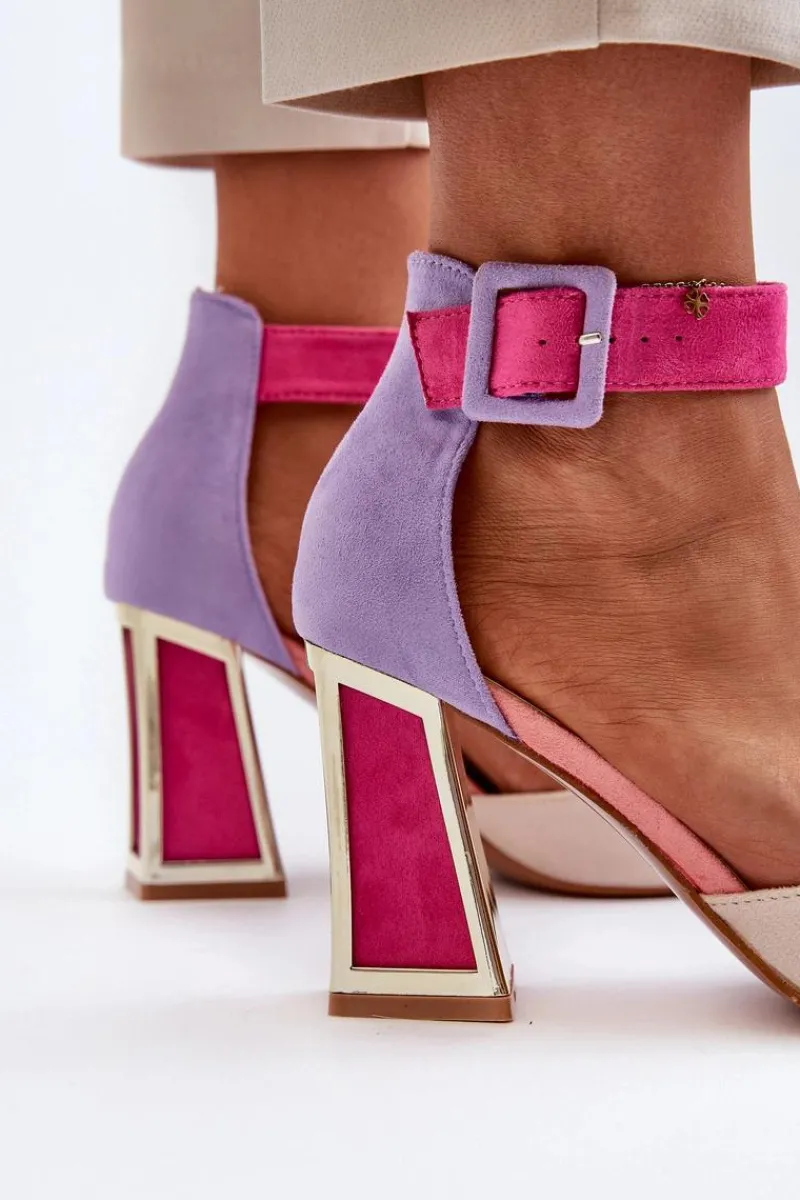 Discount Zamszowe Czółenka Na Słupku Multikolor Lodho Damskie Czółenka Zamszowe|Czółenka Na Słupku