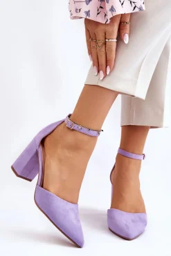 Czółenka Zamszowe|Czółenka Na Słupku>Boto Zamszowe Czółenka Na Słupku Fioletowe Lexie