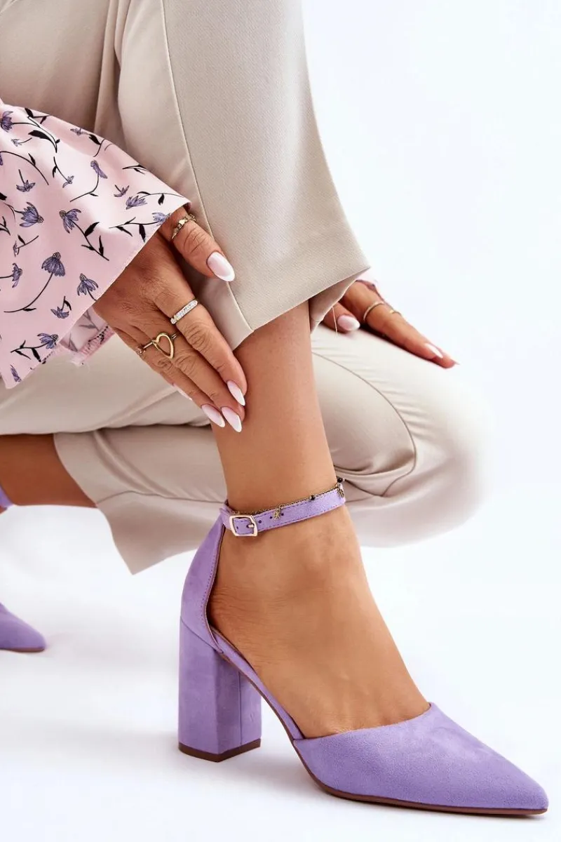 Czółenka Zamszowe|Czółenka Na Słupku>Boto Zamszowe Czółenka Na Słupku Fioletowe Lexie