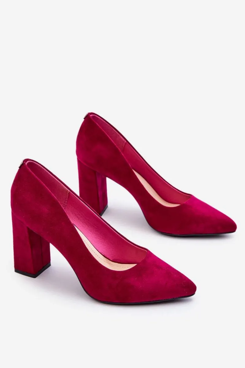 Hot Buty Sergio Leone Zamszowe Czółenka Na Słupku Sergio Leone PB216 Fuksja