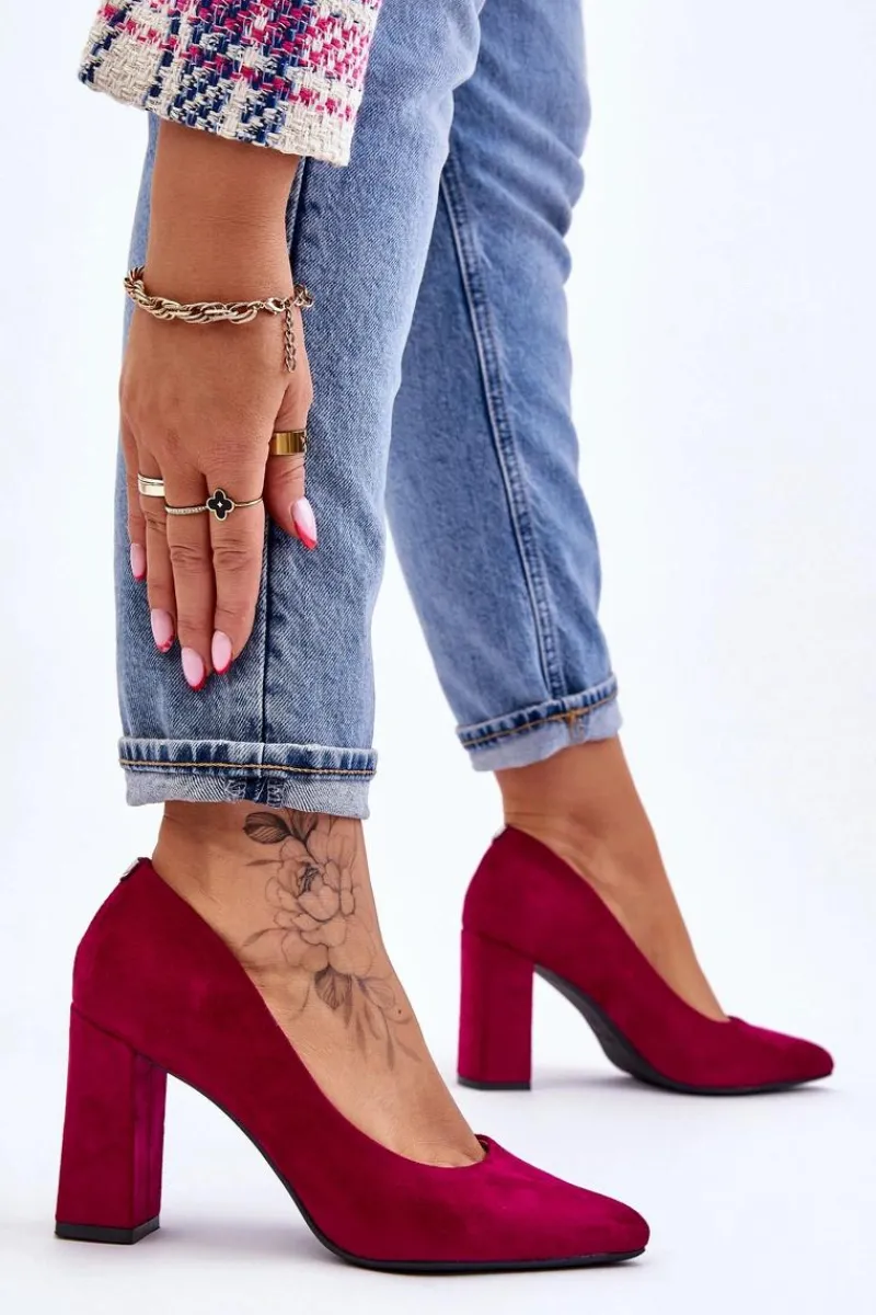 Hot Buty Sergio Leone Zamszowe Czółenka Na Słupku Sergio Leone PB216 Fuksja