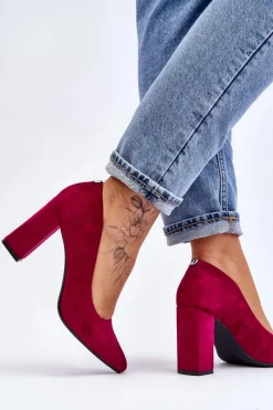 Hot Buty Sergio Leone Zamszowe Czółenka Na Słupku Sergio Leone PB216 Fuksja