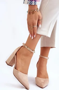 Czółenka Zamszowe|Czółenka Na Słupku>Boto Zamszowe Czółenka Na Słupku Beżowe Lexie