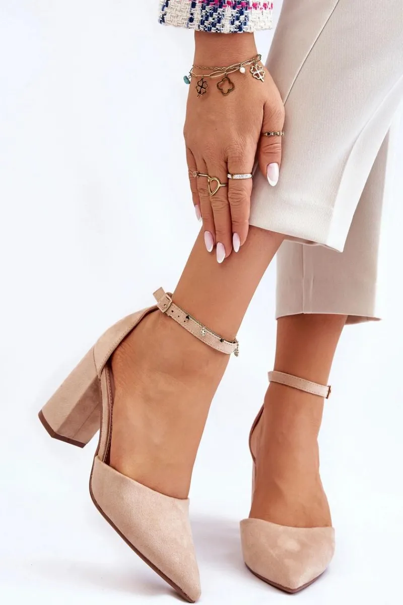 Czółenka Zamszowe|Czółenka Na Słupku>Boto Zamszowe Czółenka Na Słupku Beżowe Lexie