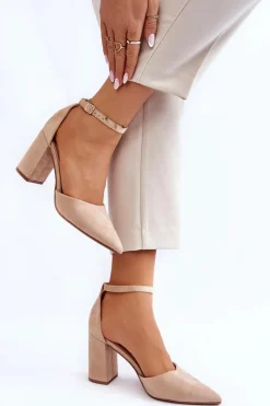 Czółenka Zamszowe|Czółenka Na Słupku>Boto Zamszowe Czółenka Na Słupku Beżowe Lexie