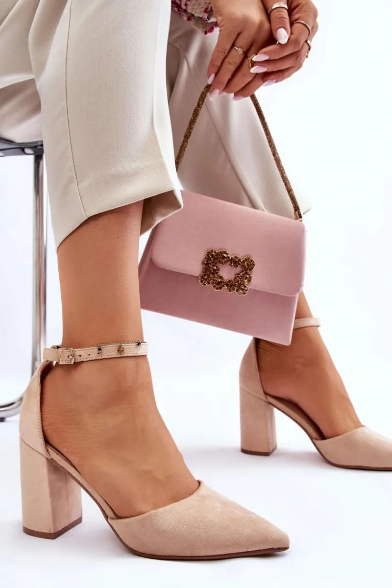 Czółenka Zamszowe|Czółenka Na Słupku>Boto Zamszowe Czółenka Na Słupku Beżowe Lexie