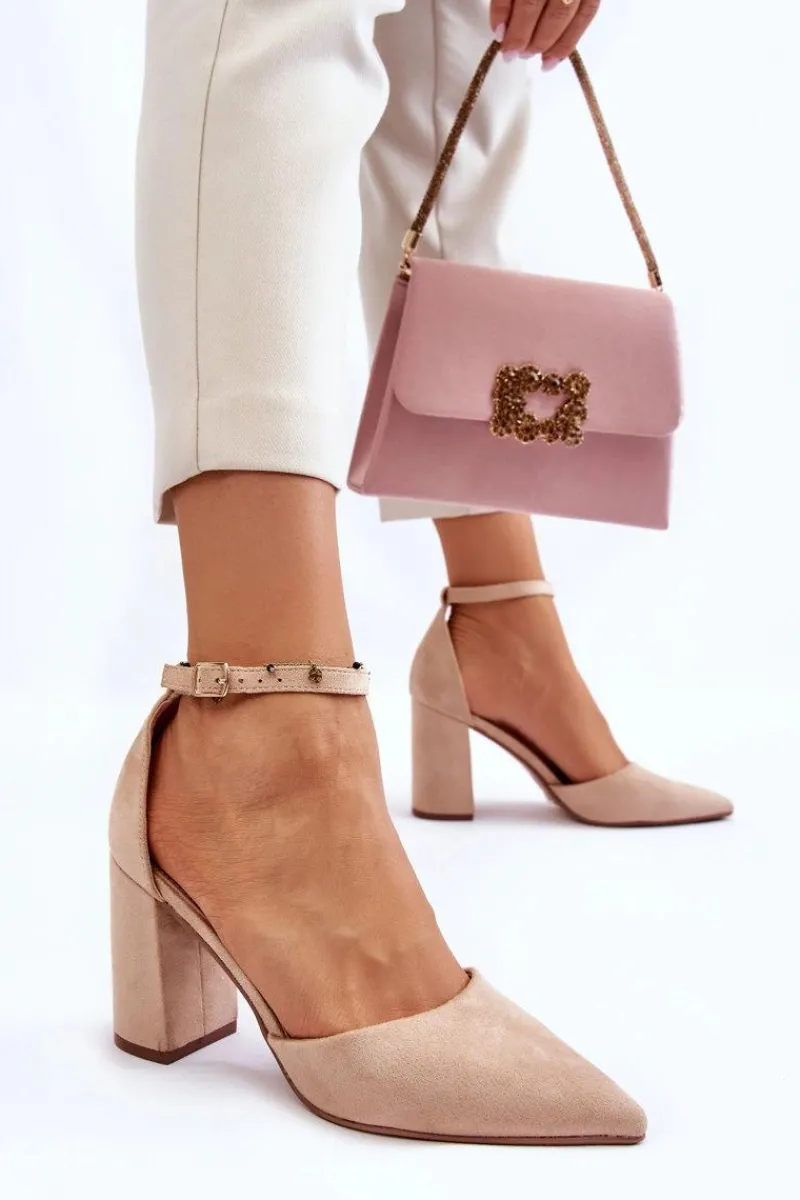 Czółenka Zamszowe|Czółenka Na Słupku>Boto Zamszowe Czółenka Na Słupku Beżowe Lexie