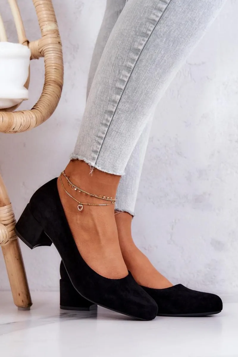 Czółenka Zamszowe|Czółenka Na Słupku>Buty Sergio Leone Zamszowe Czółenka Na Słupku Sergio Leone PB291 Czarne