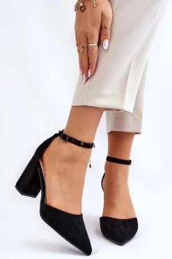 Online Boto Zamszowe Czółenka Na Słupku Czarne Lexie