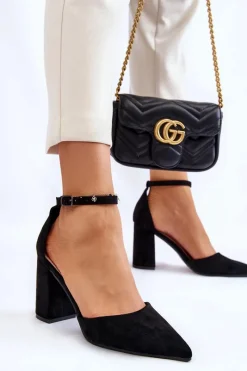 Online Boto Zamszowe Czółenka Na Słupku Czarne Lexie