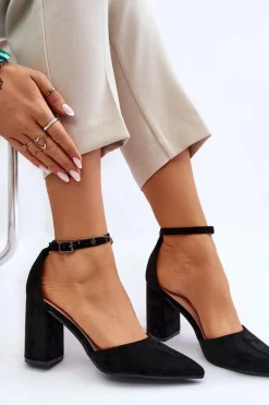 Online Boto Zamszowe Czółenka Na Słupku Czarne Lexie