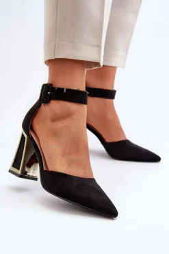 Czółenka Zamszowe|Czółenka Na Słupku>Boto Zamszowe Czółenka Na Słupku Czarne Lodho