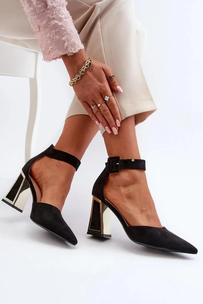 Czółenka Zamszowe|Czółenka Na Słupku>Boto Zamszowe Czółenka Na Słupku Czarne Lodho