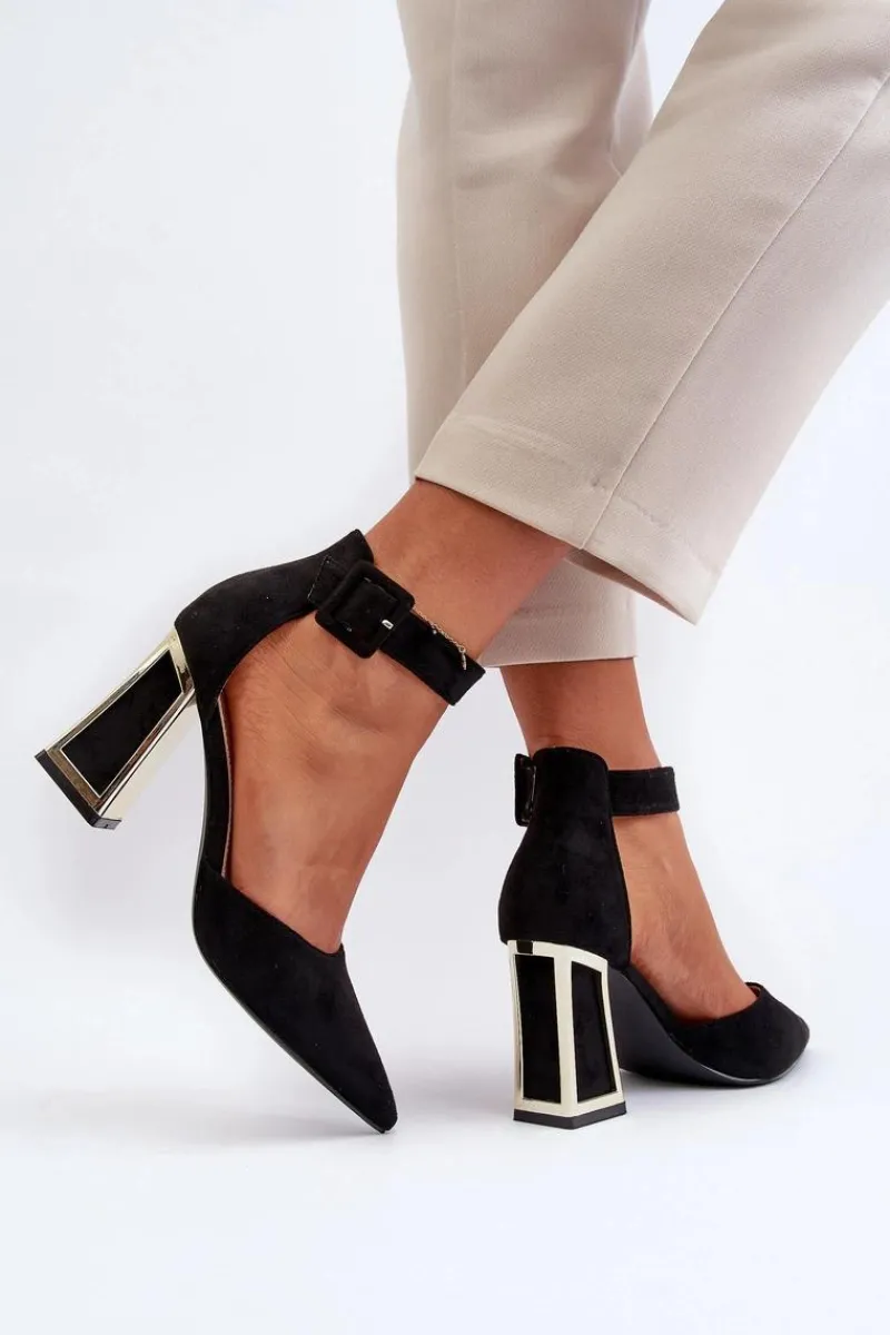 Czółenka Zamszowe|Czółenka Na Słupku>Boto Zamszowe Czółenka Na Słupku Czarne Lodho