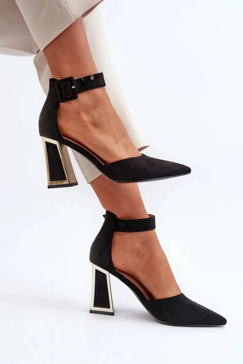 Czółenka Zamszowe|Czółenka Na Słupku>Boto Zamszowe Czółenka Na Słupku Czarne Lodho