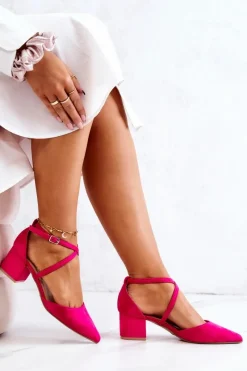 Best Boto Zamszowe Czółenka Na Słupku W Szpic Fuksja Shelley