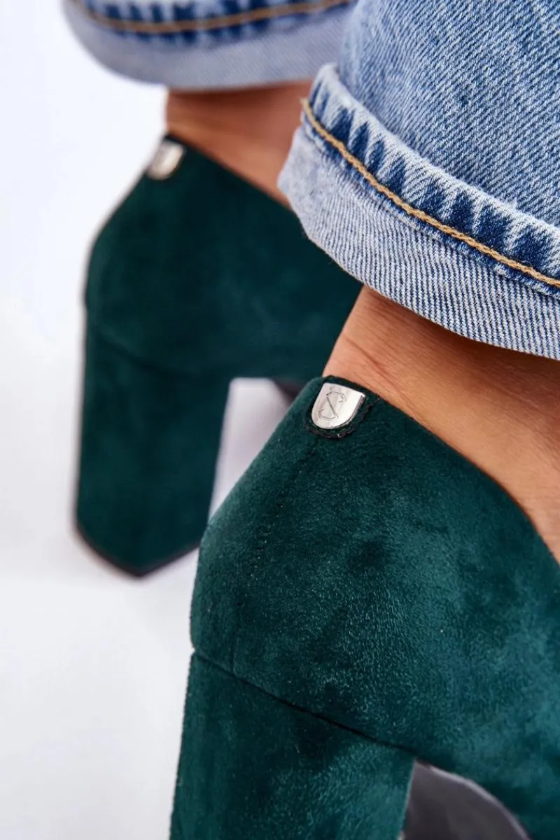 Czółenka Zamszowe|Czółenka Na Słupku>Buty Sergio Leone Zamszowe Czółenka Na Słupku Sergio Leone PB216 Zielone