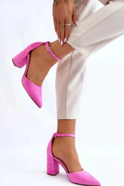 Hot Boto Zamszowe Czółenka Na Słupku Różowe Lexie