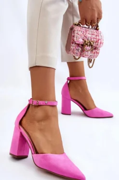 Hot Boto Zamszowe Czółenka Na Słupku Różowe Lexie