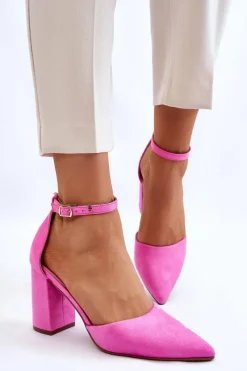 Hot Boto Zamszowe Czółenka Na Słupku Różowe Lexie