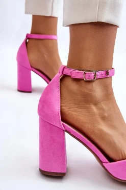 Hot Boto Zamszowe Czółenka Na Słupku Różowe Lexie