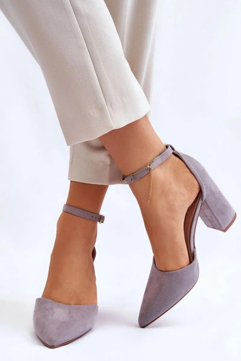 Czółenka Zamszowe|Czółenka Na Słupku>Boto Zamszowe Czółenka Na Słupku Szare Lexie