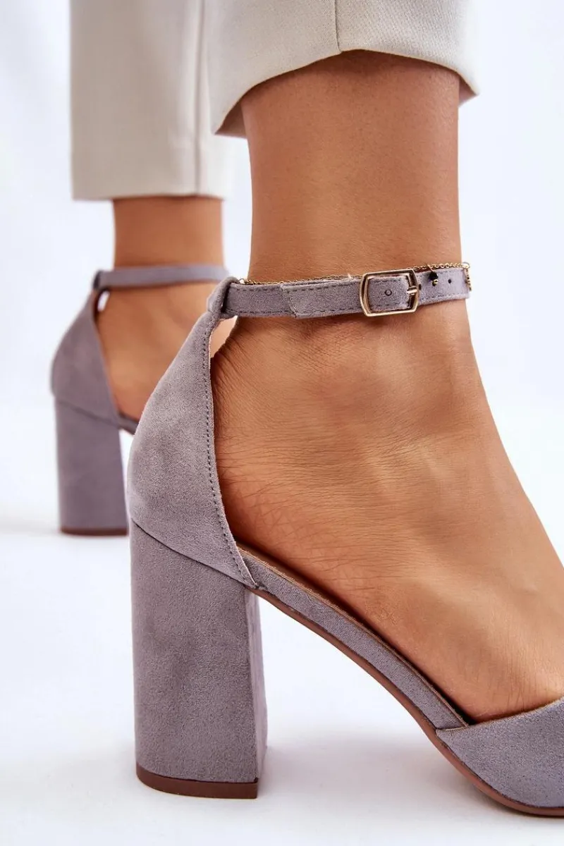 Czółenka Zamszowe|Czółenka Na Słupku>Boto Zamszowe Czółenka Na Słupku Szare Lexie