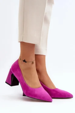 Online Buty damskie Vinceza Zamszowe Czółenka Na Słupku Fuksja Alessyndra Różowy