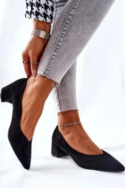 Czółenka Zamszowe|Czółenka Na Słupku>Boto Zamszowe Czółenka Na Słupku Czarne Rossie