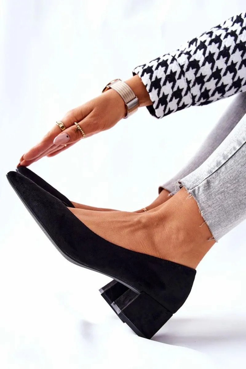 Czółenka Zamszowe|Czółenka Na Słupku>Boto Zamszowe Czółenka Na Słupku Czarne Rossie