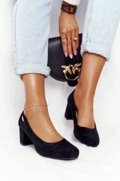 Czółenka Zamszowe|Czółenka Na Słupku>Buty Sergio Leone Zamszowe Czółenka Na Słupku Sergio Leone PB178 Czarne