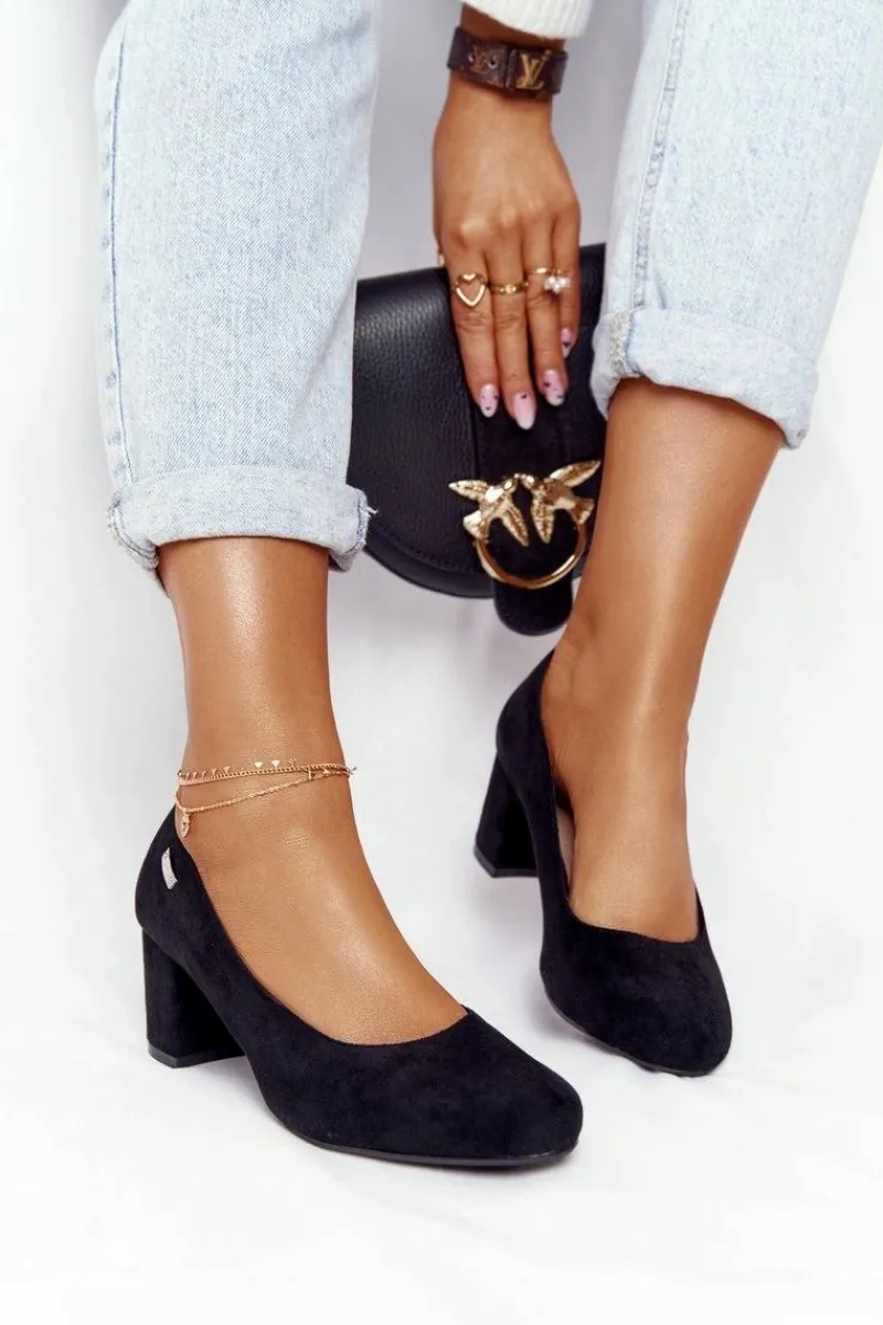 Czółenka Zamszowe|Czółenka Na Słupku>Buty Sergio Leone Zamszowe Czółenka Na Słupku Sergio Leone PB178 Czarne