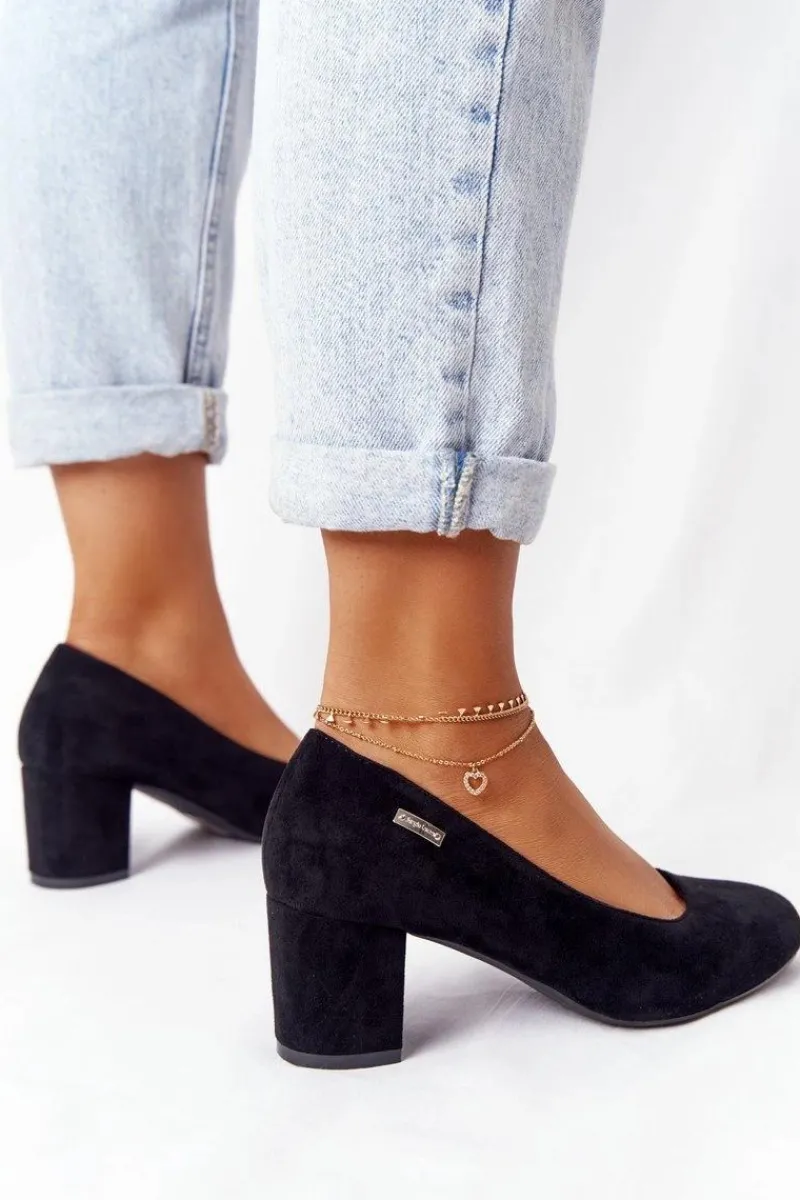 Czółenka Zamszowe|Czółenka Na Słupku>Buty Sergio Leone Zamszowe Czółenka Na Słupku Sergio Leone PB178 Czarne