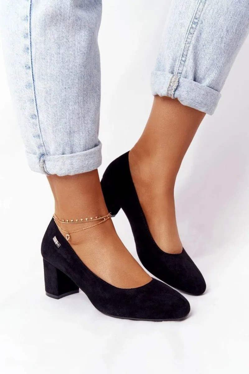 Czółenka Zamszowe|Czółenka Na Słupku>Buty Sergio Leone Zamszowe Czółenka Na Słupku Sergio Leone PB178 Czarne