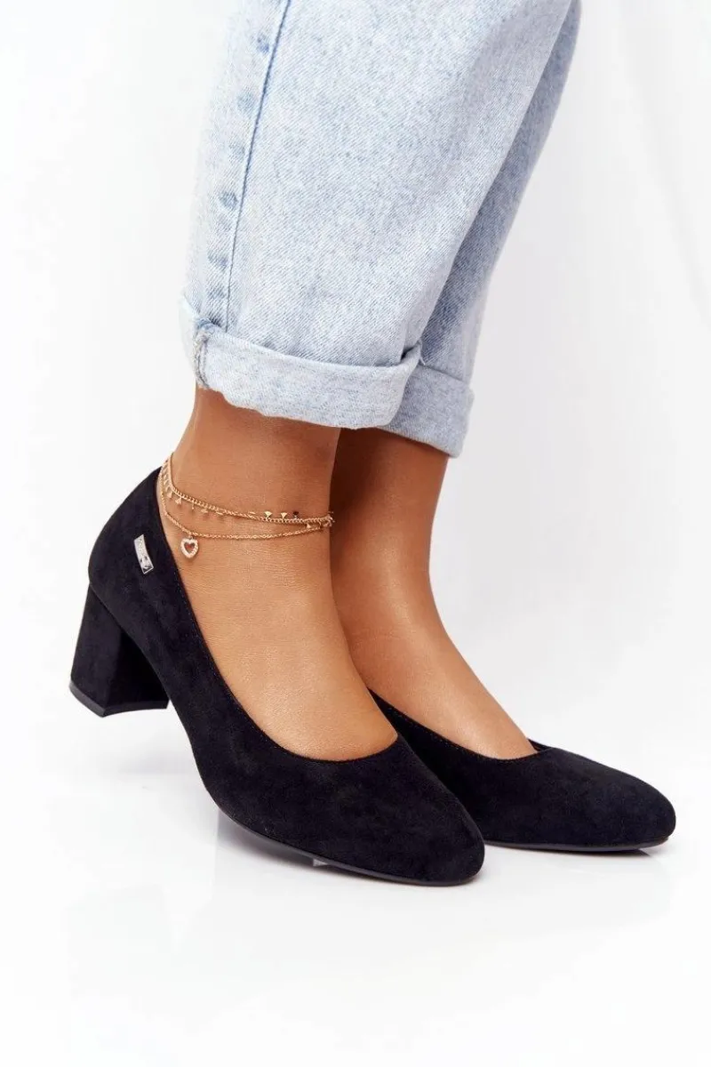 Czółenka Zamszowe|Czółenka Na Słupku>Buty Sergio Leone Zamszowe Czółenka Na Słupku Sergio Leone PB178 Czarne