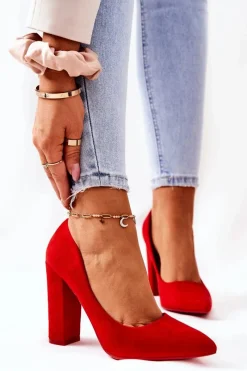 Czółenka Zamszowe|Czółenka Na Słupku>Boto Zamszowe Czółenka Na Słupku Czerwone Valoris