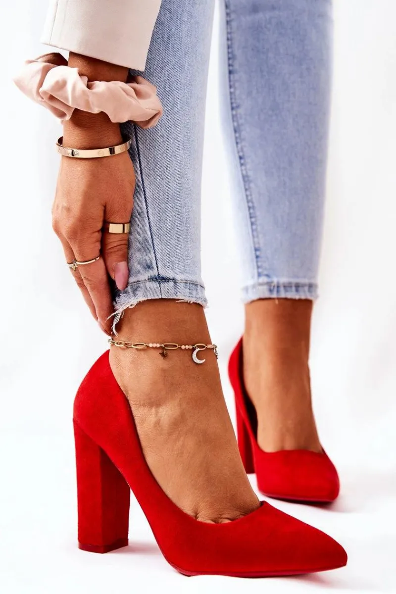 Czółenka Zamszowe|Czółenka Na Słupku>Boto Zamszowe Czółenka Na Słupku Czerwone Valoris